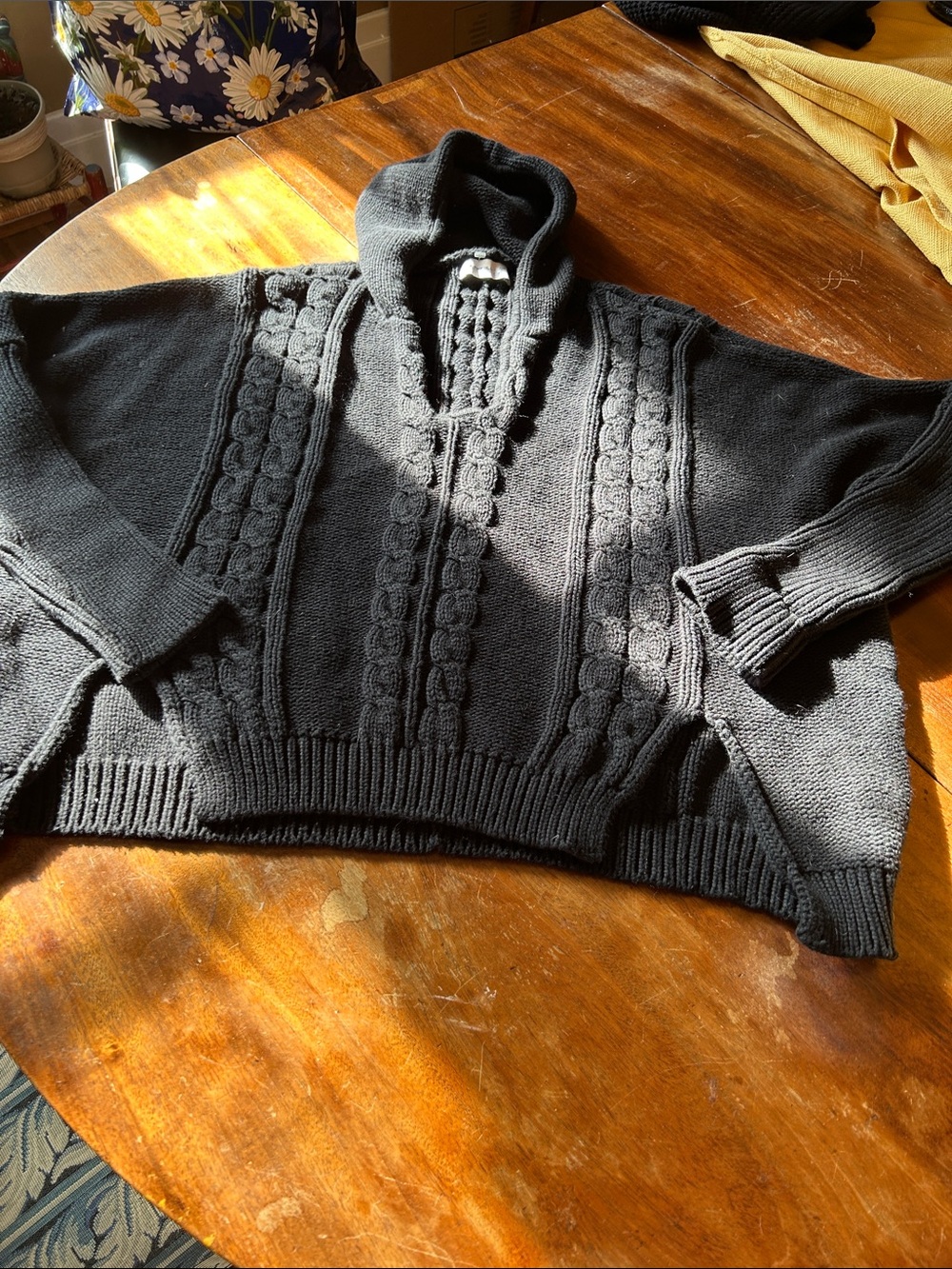 Faithfull the Brand Black Cable Cowl-Neck Knit Sweater